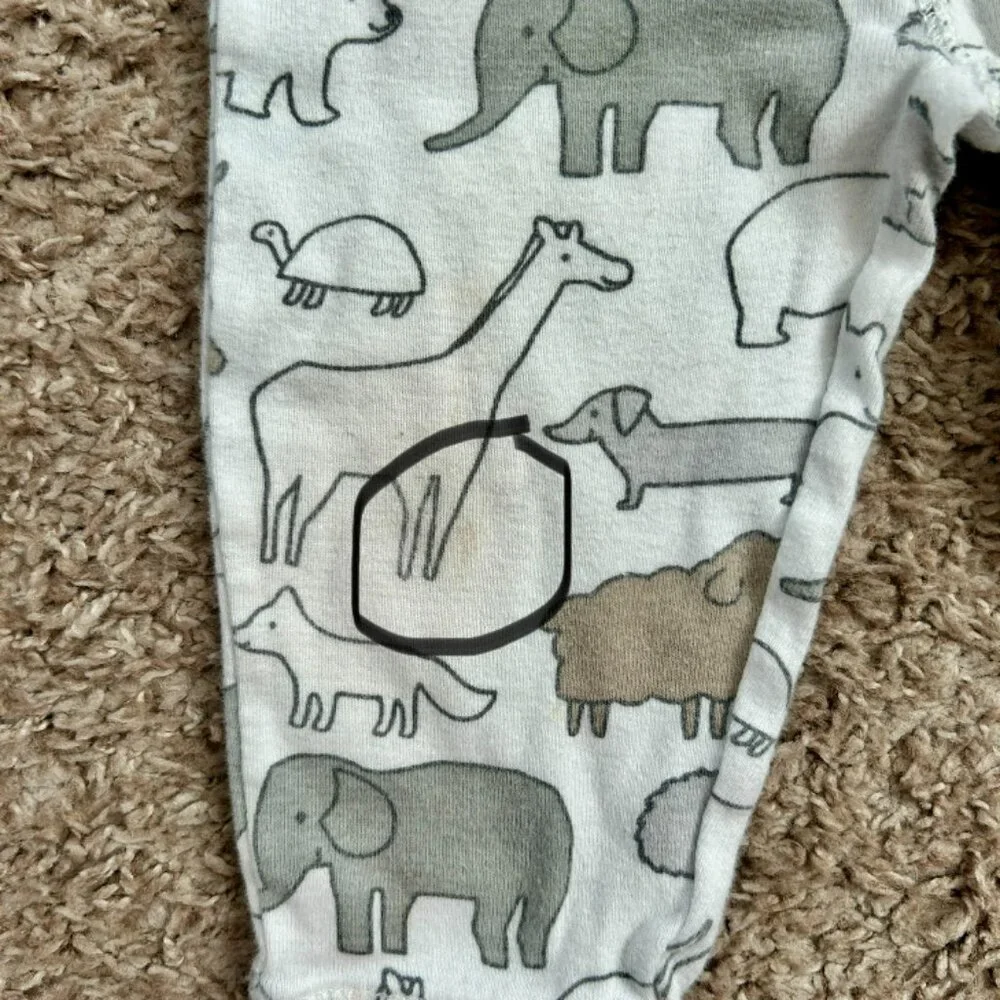 Carters Baby Boy 9M Animal Print Pants and Blanket Set White Grey Tan Safari‎